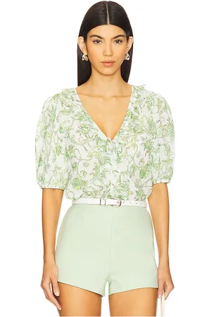 Cinq A Sept Top manga corta paisley seraphina en color hierbabuena talla L en - Mint. Talla L (también en M, S, XS).