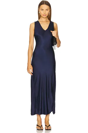 LA Made Vestido largo sedoso wynn en color azul marino talla L en - Navy. Talla L (también en M, S, XS).