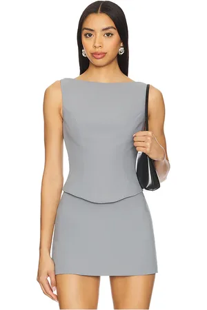 Amanda Uprichard X revolve ines top en color gris talla L en - Grey. Talla L (también en S, XL, XS).