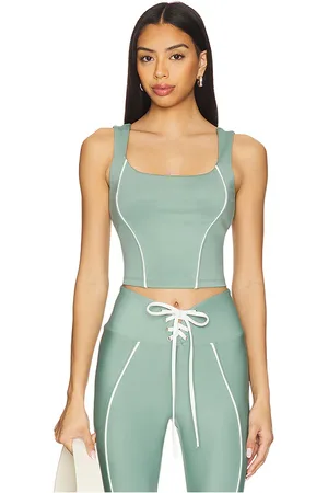 YEAR OF OURS Top sin mangas corset en color verde salvia talla L en - Sage. Talla L (también en M, S, XL).