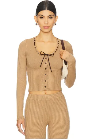 Frankies Bikinis Chaqueta de punto texas en color bronce talla L en - Tan. Talla L (también en M, S, XS).