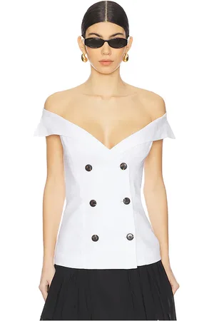 Bardot Top con botón delantero eliora en color blanco talla 10 en - White. Talla 10 (también en 12, 2, 4, 6, 8).