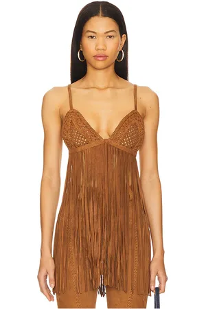 Retrofete Sujetador de flecos de ante jacinta en color talla XS en - . Talla XS (también en S).