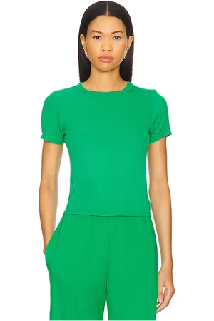 Michael Lauren Rhea short sleeve fitted top en color verde talla L en - Green. Talla L (también en M, S, XL, XS).