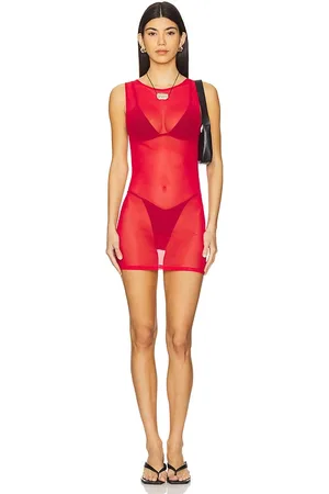 FAE Vestido mesh en color talla L en - Red. Talla L (también en M, S, XS).