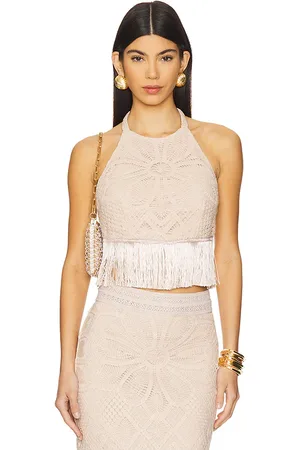 PATBO X camila coelho flower crochet halterneck top en color talla L en - . Talla L (también en M, S, XL).