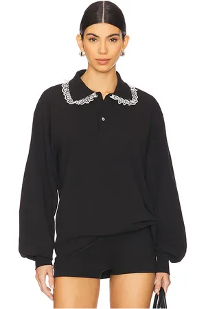 Tanner Fletcher Polo de manga larga cletus lace trim en color talla M en - Black. Talla M (también en S, XS).