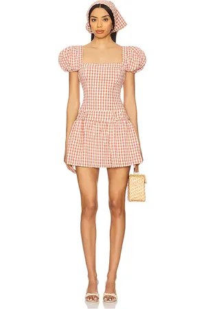 For Love & Lemons Minivestido de manga corta de cuadros vichy georgia en color talla L en - . Talla L (también en M