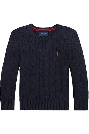 Ralph Lauren Suéter de cuello redondo con punto de cable en color azul marino talla 3 en - Navy. Talla 3 (tam