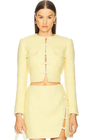 Sau Lee Chaqueta tweed abbie en color amarillo limon talla 10 en - Lemon. Talla 10 (también en 12, 4, 6).