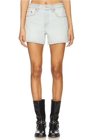 RE/DONE Shorty mid rise en color azul talla 23 en - Blue. Talla 23 (también en 24, 25, 26, 27, 28, 29).