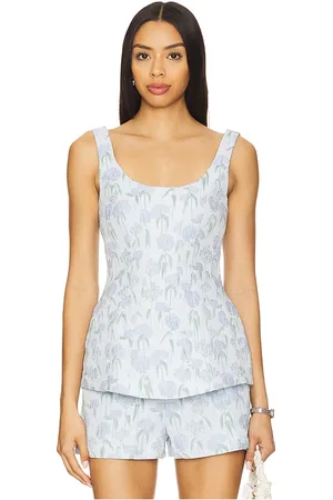 Amanda Uprichard Empire top en color bebe azul talla L en - Baby Blue. Talla L (también en M, S, XS).