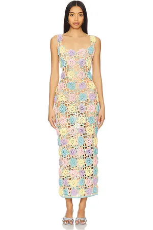 ELLIATT Vestido midi elise en color lavender,yellow talla L en - Lavender,Yellow. Talla L (también en M, S, XL, XS).