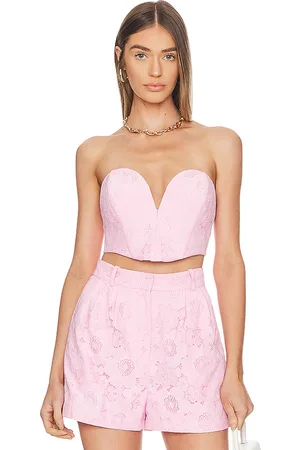 Amanda Uprichard Top corto de cerezas en color rosado talla M en - Pink. Talla M (también en XS).