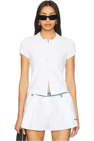 Alexander Wang Cardigan tipo polo deconstruido en color talla L en - White. Talla L (también en M, S, XS).