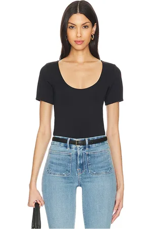 GOOD AMERICAN Camiseta corta con escote redondo en color negro talla S en - Black. Talla S (también en XS).
