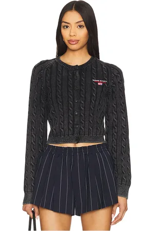 Alexander Wang Cárdigan de cuello redondo corto en color negro talla M en - Black. Talla M (también en S, XS).