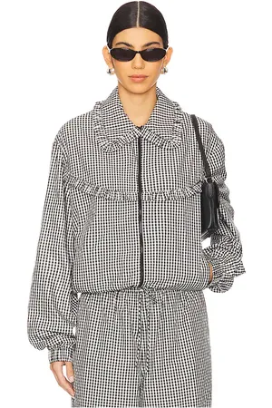 Tanner Fletcher Chaqueta deportiva archie ruffle trim en color negro, blanco talla 0/XS en - Black,White. Talla 0/XS (ta