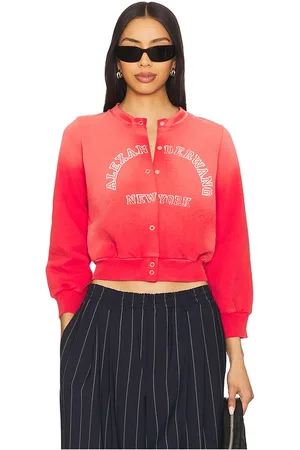 Alexander Wang Cárdigan de cuello redondo. shrunken en color rojo talla S en - Red. Talla S (también en XS).
