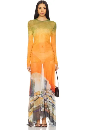 MONSE Vestido midi handkerchief hem en color naranja talla M en - Orange. Talla M (también en S).