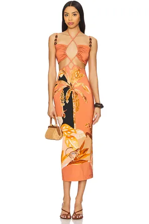PATBO Vestido midi bananier en color burnt orange talla L en - Burnt Orange. Talla L (también en S).