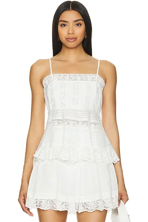 LOVESHACKFANCY Charlieann top en color blanco talla 0 en - White. Talla 0 (también en 10, 2, 4, 6, 8).