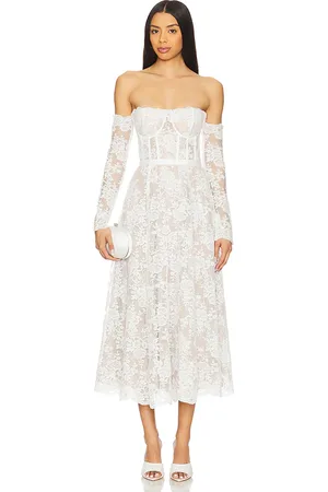 V. Chapman Vestido midi katherine en color blanco talla 0 en - White. Talla 0 (también en 2).