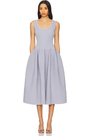 Self-Portrait Vestido midi dress en color blue,slate talla L en - Blue,Slate. Talla L (también en M, S, XS).