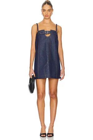 MONSE Vestido cuadrado de mezclilla en color azul talla 0 en - Blue. Talla 0 (también en 2).