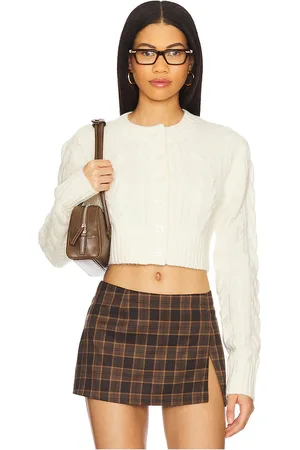 For Love & Lemons Cárdigan de punto cable camille en color talla L en - Cream. Talla L (también en M, S, XL, XS).