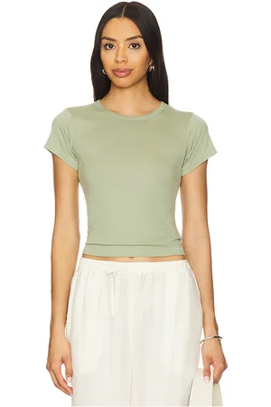 ÉTERNE Short sleeve baby tee en color talla L en - Sage. Talla L (también en S, XL, XS).