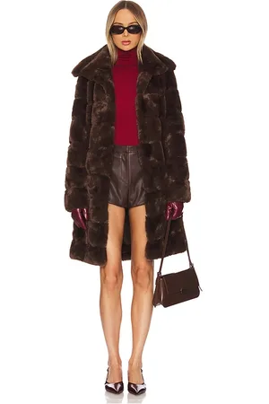 Adrienne Landau Abrigo largo faux fur en color marrón talla L en - Brown. Talla L (también en M).