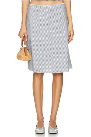 DANIELLE GUIZIO Falda midi gingham en color bebe azul talla L en - Baby Blue. Talla L (también en M, S, XL, XS).