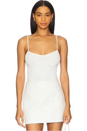 FLEUR DU MAL Body de punto con tirantes finos bajo el busto en color blanco talla L en - White. Talla L (también en M, S, XS).