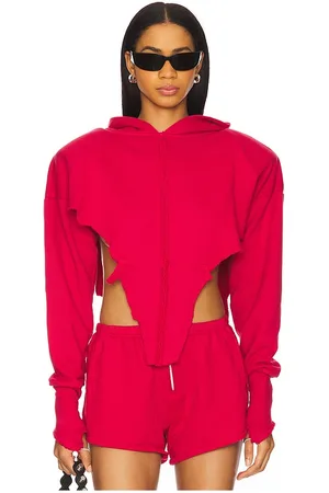Sami Miro Hoodie de corte en v en color rojo talla L en - Red. Talla L (también en M, S, XS).