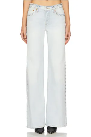 RE/DONE Jean pierna ancha mid rise en color azul talla 23 en - Blue. Talla 23 (también en 24, 30, 31, 32).