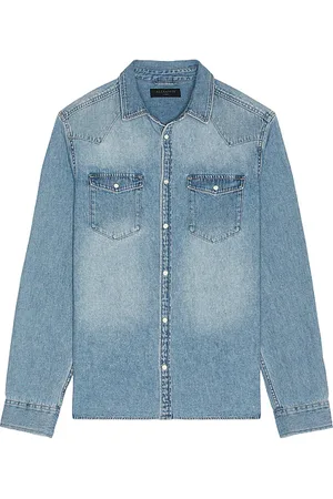 AllSaints Camisa de manga larga abotonada macgowan en color azul talla L en - Blue. Talla L (también en M, S, XL/1X).