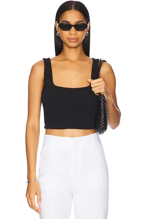 ENZA COSTA Top de corte princesa jacquard en color talla L en - Black. Talla L (también en M, S, XS).