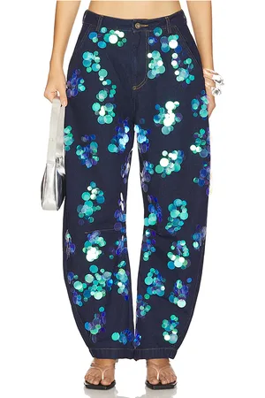 Agua Bendita Pantalones de herradura con lentejuelas en color azul talla L en - Blue. Talla L (también en M, S, XL, XS).