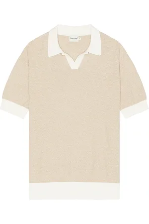 Bound Texture knit polo en color nude talla L en - Nude. Talla L (también en M, S, XL/1X).
