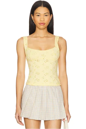 Free People Camisola calada full bloom en color amarillo limon talla L en - Lemon. Talla L (también en S, XL).
