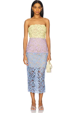 Milly Vestido midi kait trois en color lavender,lemon talla 0 en Lavender Blue & Yellow - Lavender,Lemon. Talla 0 (también en 10, 12, 4, 8).