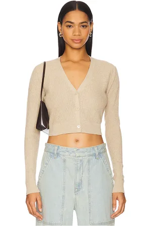 ENZA COSTA Cárdigan corto con cuello en v en color beige talla M en - Beige. Talla M (también en S, XL, XS).
