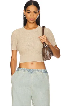 ENZA COSTA Suéter de manga corta recortado en color beige talla L en - Beige. Talla L (también en M, S, XS).