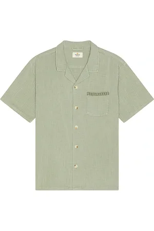 Marine Camisa de manga corta de resort embroidered en color verde salvia talla M en - Sage. Talla M (también en S, XL/1X).