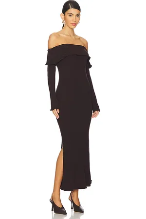 AMUR Vestido midi meadow en color chocolate talla S en - Chocolate. Talla S (también en XS).