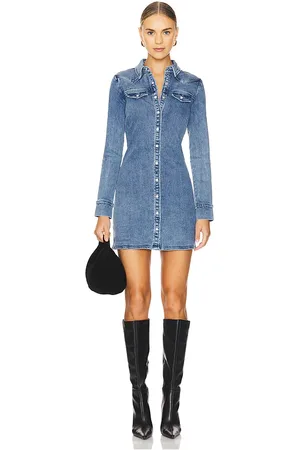 Amanda Uprichard Vestido forrester en color denim-medium talla L en - Denim-Medium. Talla L (también en M, S, XS).