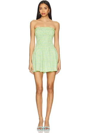 APRÈS Minivestido fruncido strapless en color verde talla L en - Green. Talla L (también en M, S, XL).