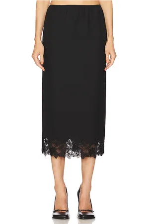 Helsa Falda con encaje suit midi en color talla L en - Black. Talla L (también en M, S, XL, XS, XXS).