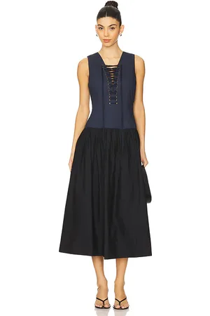 ULLA JOHNSON Vestido midi denia en color azul marino talla 0 en - Navy. Talla 0 (también en 10, 12, 2, 4, 6, 8).